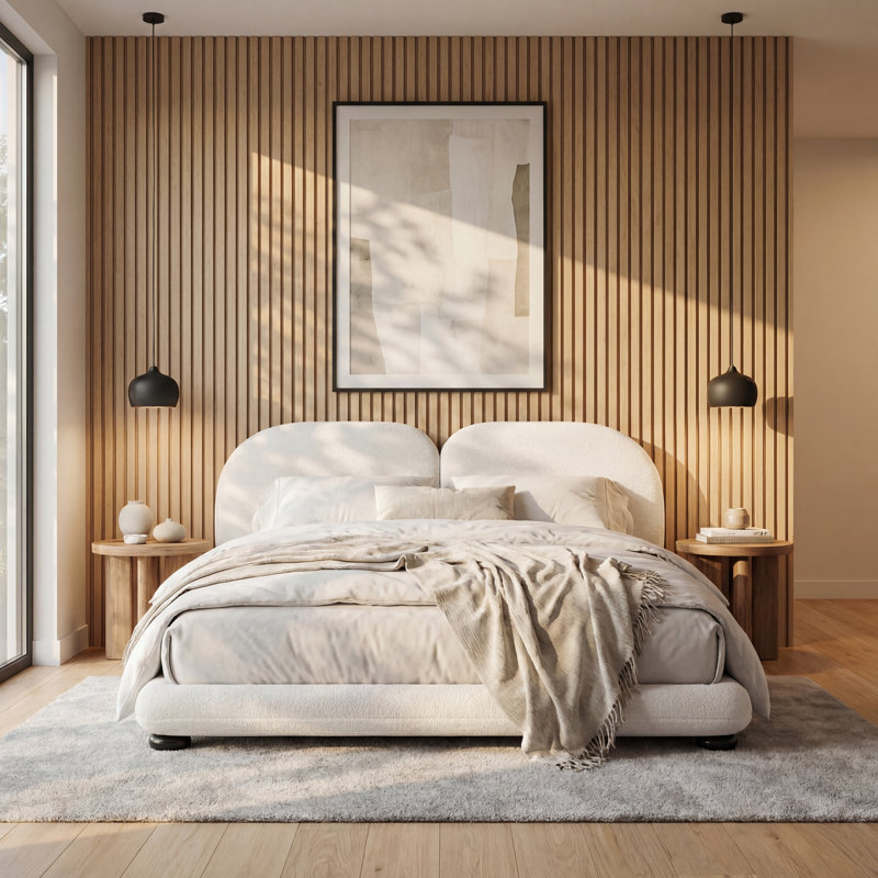 Lit plateforme tapissier Veloura, Grand lit