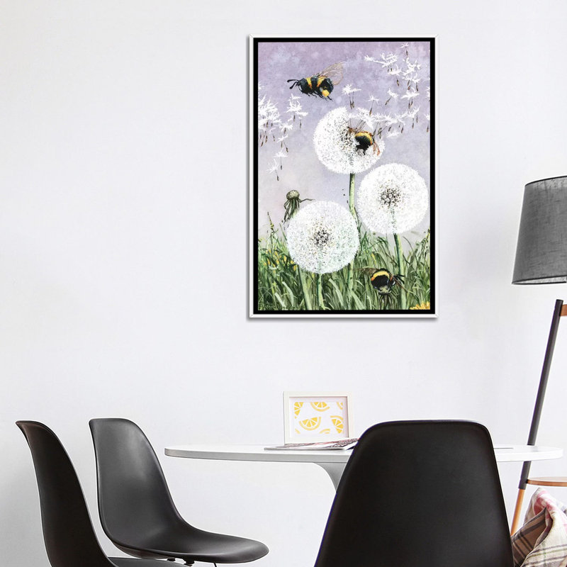 Reproduction d’art, "dandybees" par Maggie vandewalle, H 40 po x l 26 po x P 1,5 po, Toile blanche encadrée, Pas de tapis
