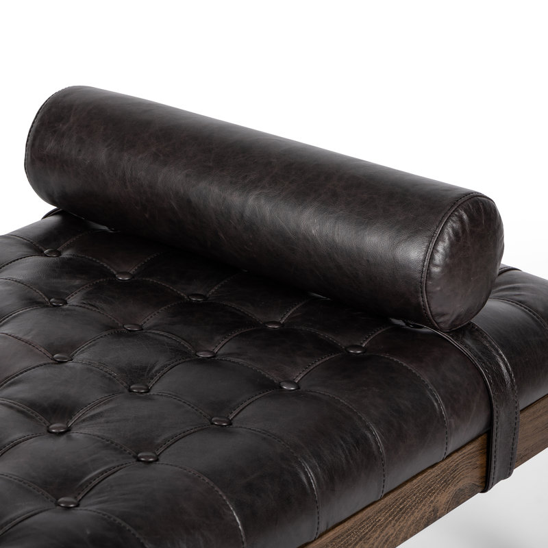 Joanna Leather Bench, Sonoma Black Genuine Leather