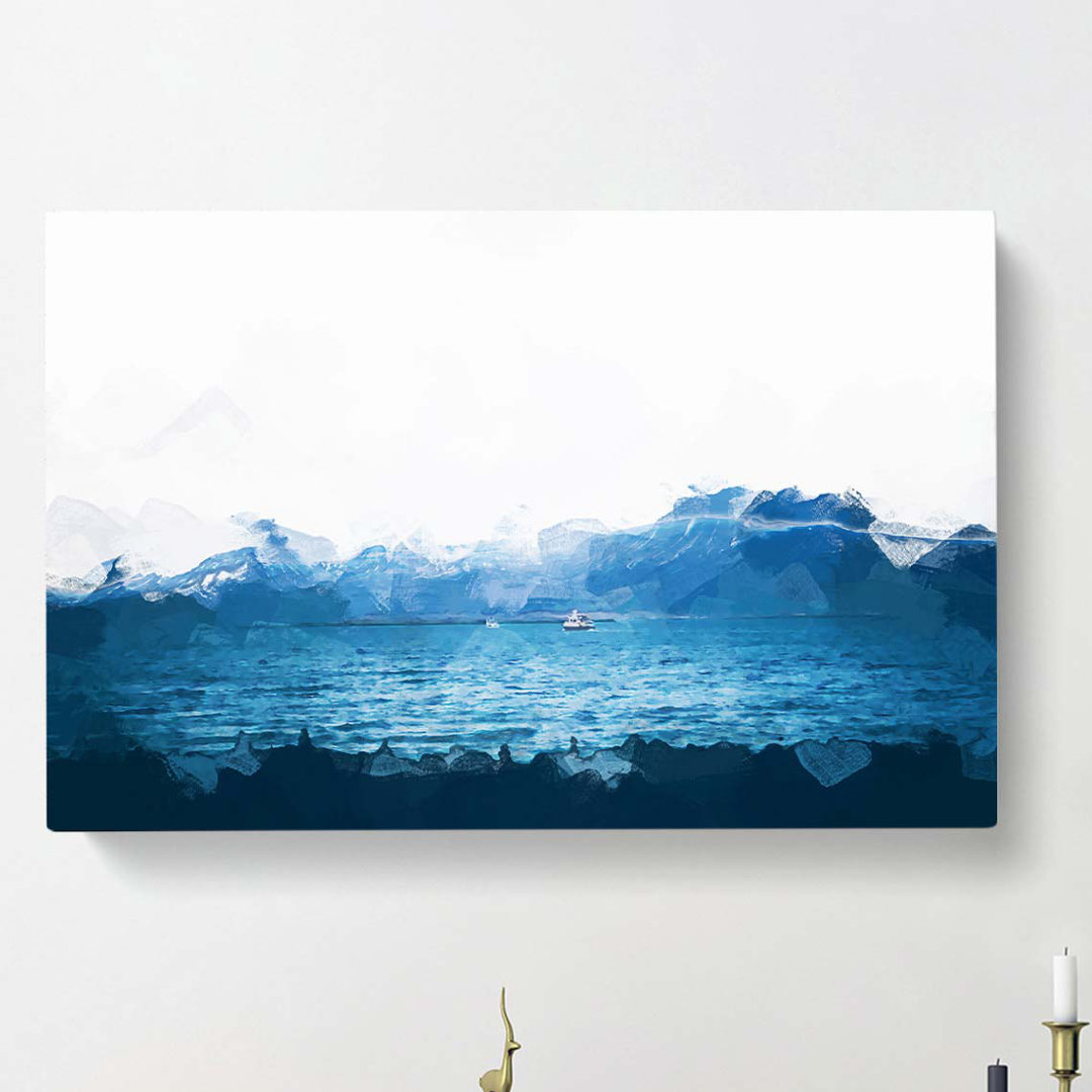 Boats in Reykjavik Iceland in Abstract - Wrapped Canvas