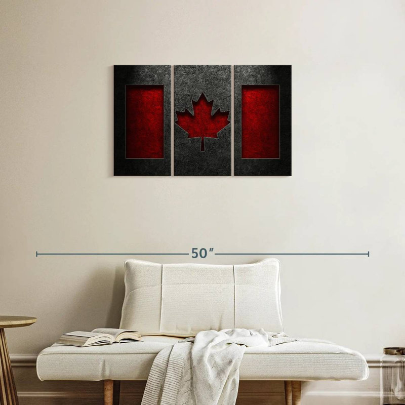 Borges Canadian Flag Stone Texture, 20" H x 33" W