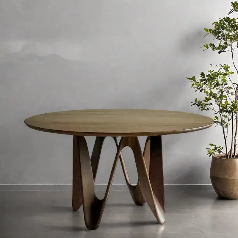 Table de salle à manger en noyer noir au design exquis., H 29,92 po x L 47,24 po x l 47,24 po