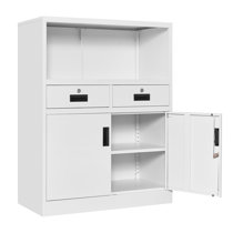 Huntyr 2-Layer Vertical Stackable Cold Rolled Steel Storage Cabinet with Lock Inbox Zero Color: White