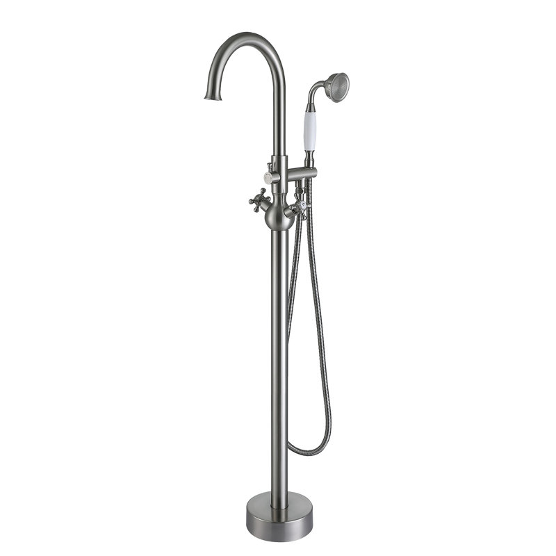 Robinet de baignoire autoportant avec douche à main - métal, jet pour le corps entier, construction en métal de salle de bain Joy, finition