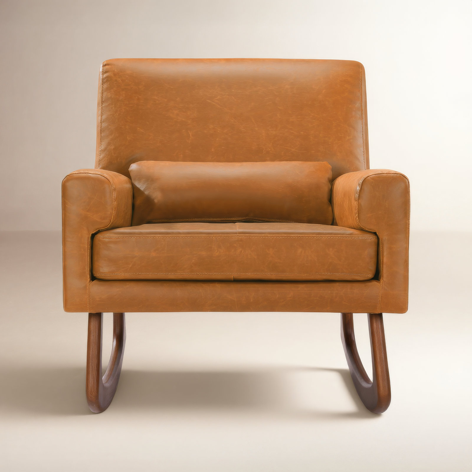 Sleepytime Rocking Chair, Walnut, Tan Faux Leather