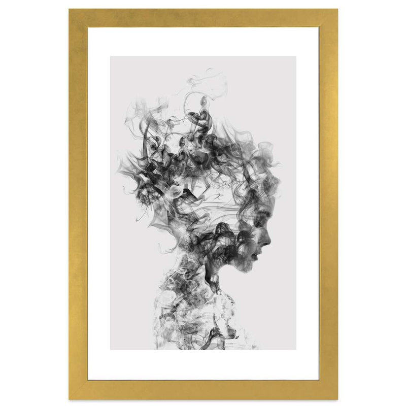 " Dissolve Me " by Dániel Taylor, 32" H x 24" W, Picture Framed Paper, Gold