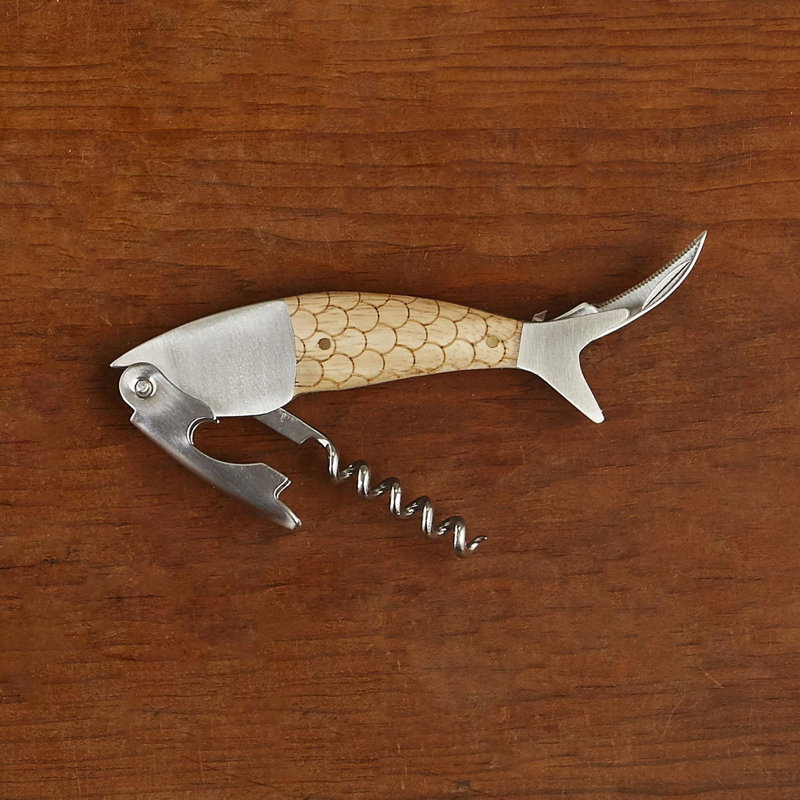Finest Catch 3-In-1 Bottle Tool Opener In Gift Box Includes: Bottle Opener, Corkscrew, Knife, Grey/Cream