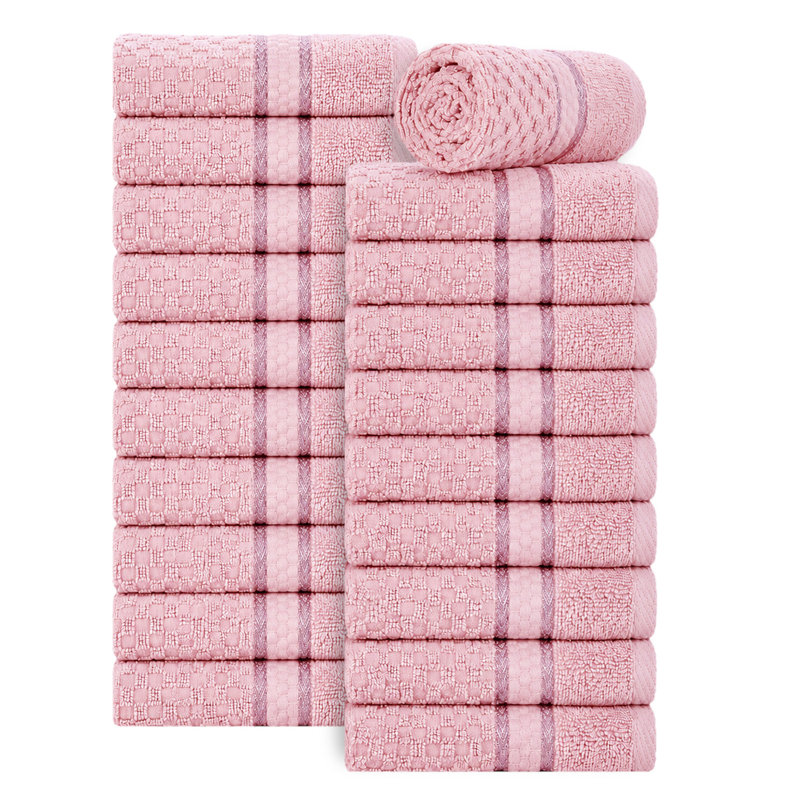 Essuie-mains texturés 100% coton Hode, Essuie-mains - paquet de 20, Rose tendre