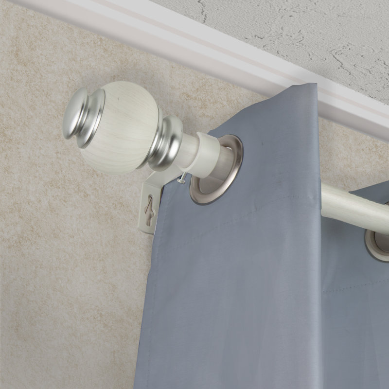 Tringle à rideaux simple en faux bois Wroblewski, Blanc perle, 28" - 48"