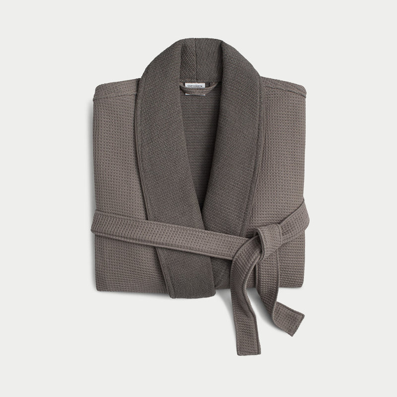 Waffle Bath Robe, Dark Gray, L