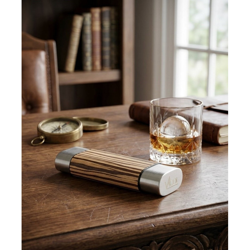 Visol Ryland Zebrawood & Stainless Steel Cigar Case
