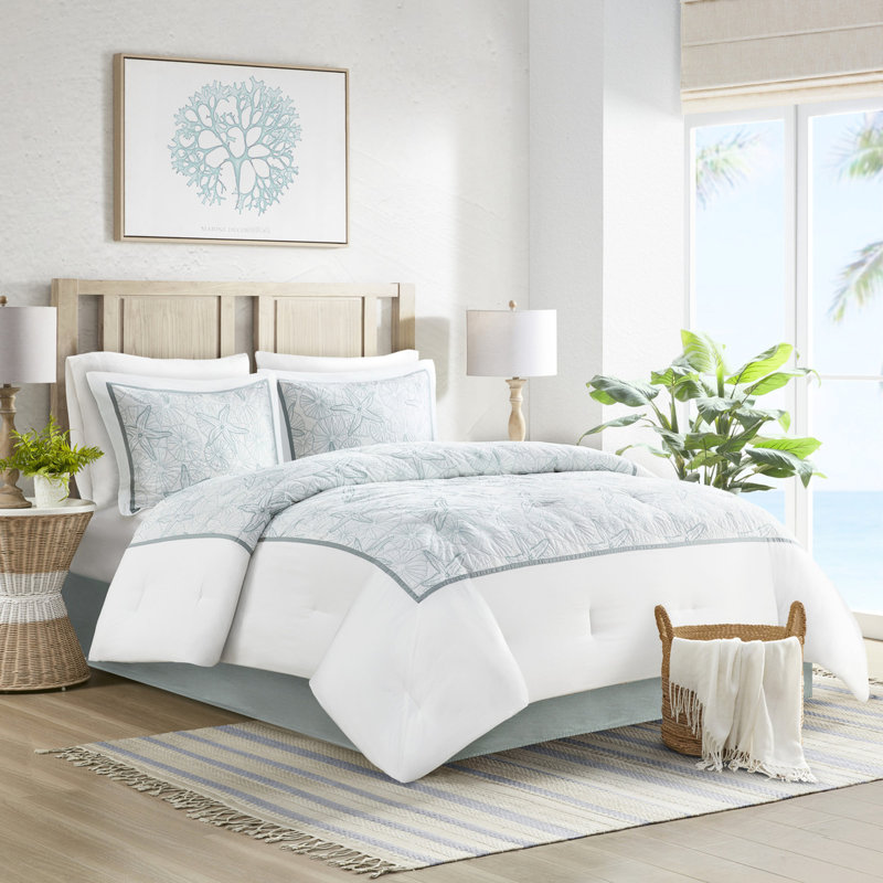 Édredon pour grand lit en coton - broderie, duveteux, literie 200Tc, Queen Comforter  + 3 Additional Pieces