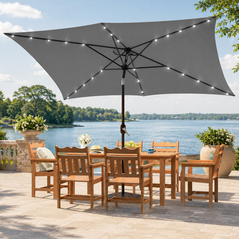 Parasol de marché rectangulaire 10 pi x 6,5 pi Lunsford, Gris