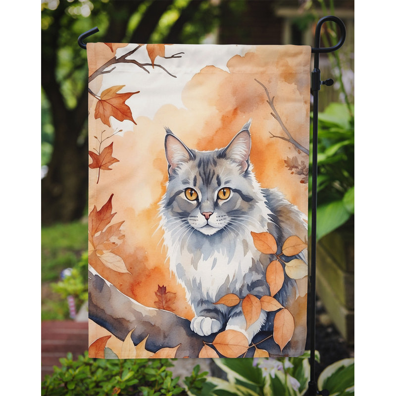 Chat en feuilles d'automne drapeau de jardin, Australian Mist