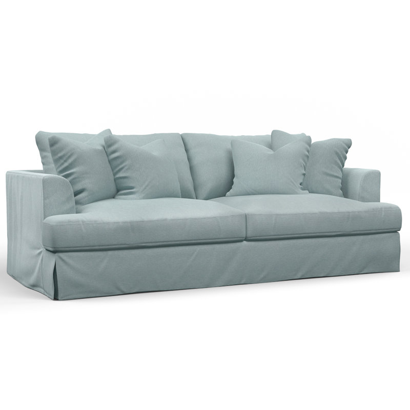 Mcneese 93'' Sofa, Light Blue Polyester Blend