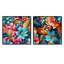 Hibiscus éclectique Fusion Frenzy - Ensemble de 2 collages floraux carrés-101846716-101846717
