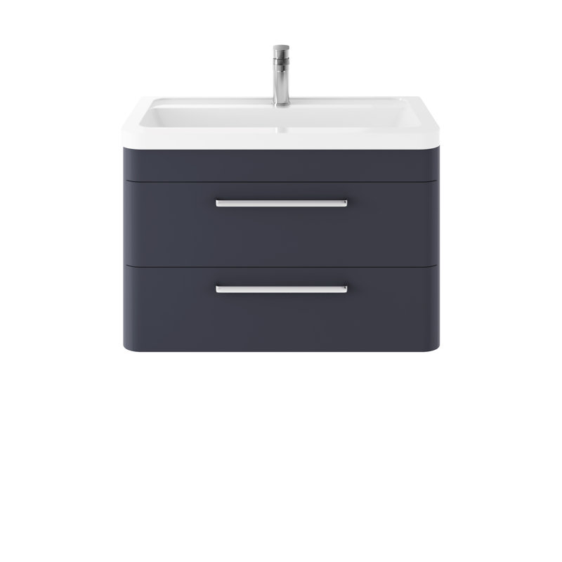 Solar 807mm Single Bathroom Vanity with Integrated Vitreous China Basin, Blue