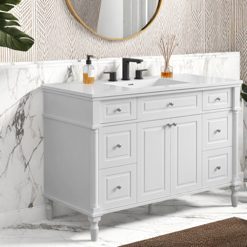 Freestanding Standard With Resin Top, Blanc