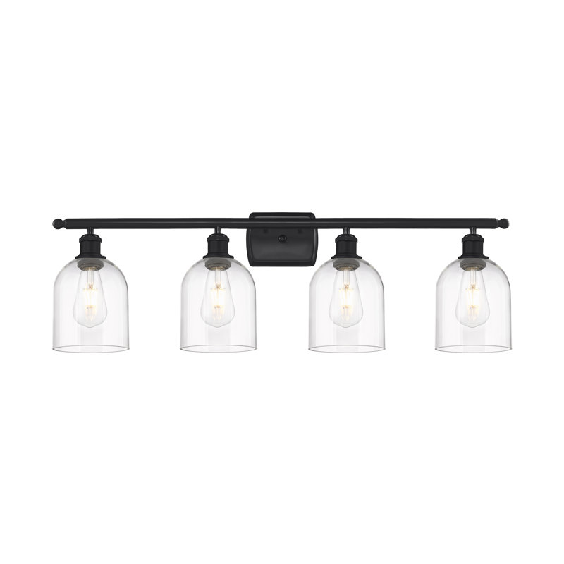Éclairage pour meuble-lavabo à 4 lumières à intensité variable Anacaren, Clair, Noir mat
