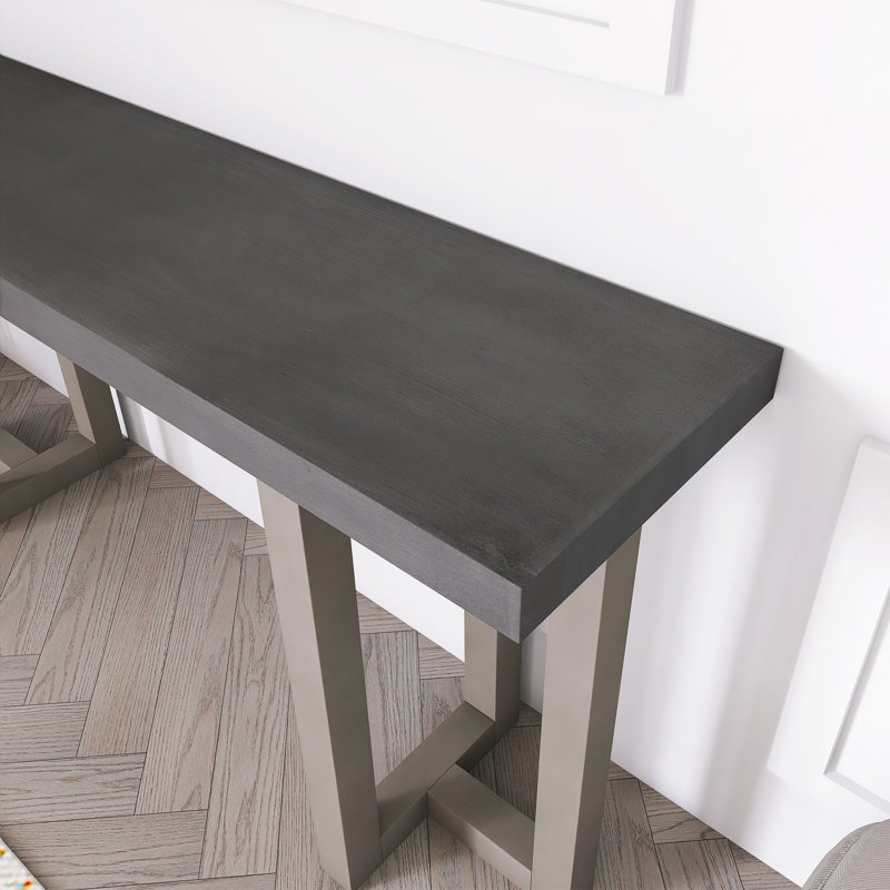 Console à conception géométrique avec pieds en pin massif, convient au vestibule, Gris foncé
