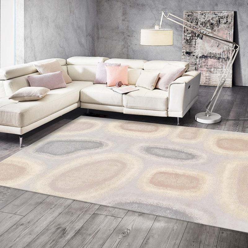 Hand Knotted Abstract Area Rug in Beige/Blue