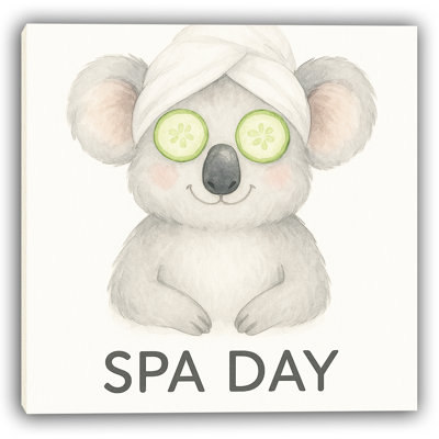 «Spa Day - Relaxant koala avec yeux de concombre», art mural