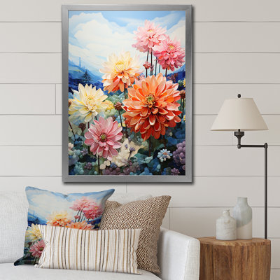 Zabdi Dahlia Field Pointillism Dot - imprimé