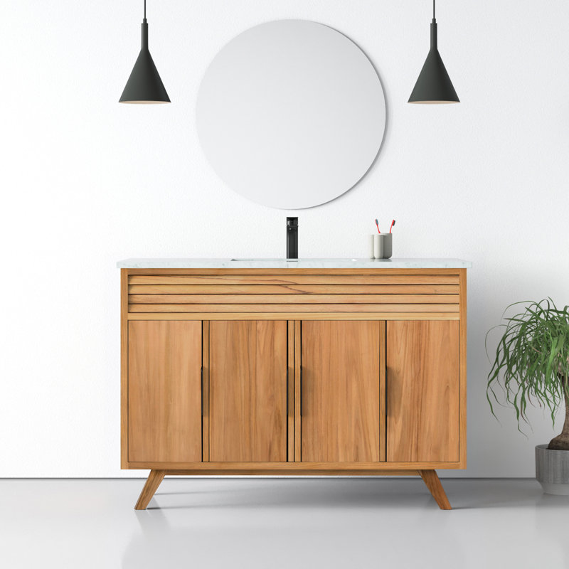 Hoult 48'' Single Bathroom Vanity Base Only, Natural Teak