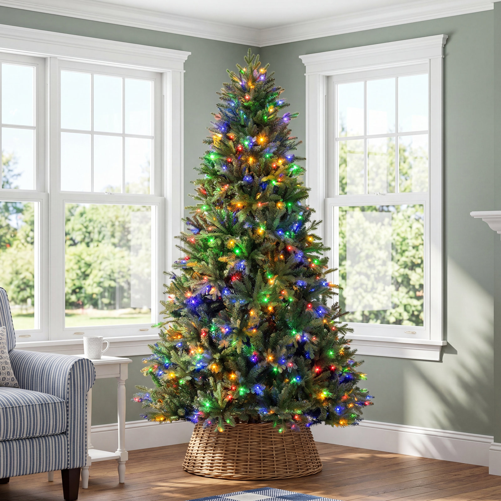 7' Lighted Artificial Christmas Tree