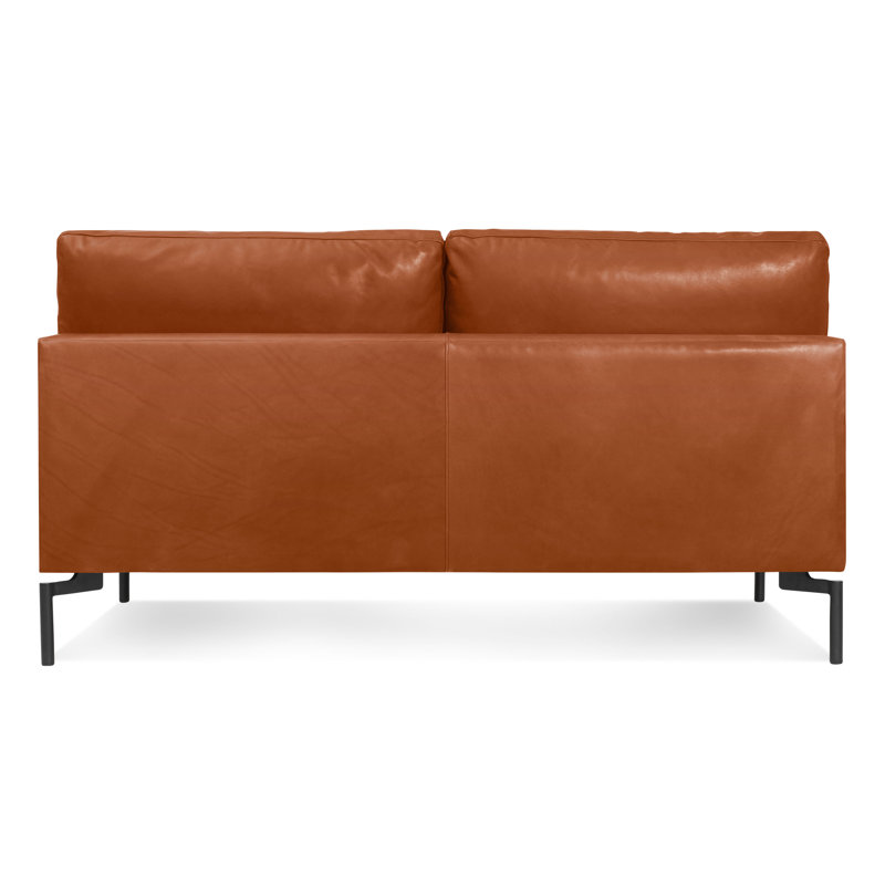 New Standard Loveseat, Toffee Genuine Leather, Black