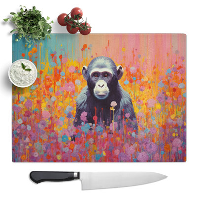 Monkey Colour Field  Glass Chopping Board