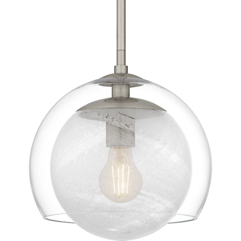 Mini-luminaire suspendu 1 lumière Eslinger, Nickel brossé