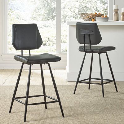 Upholstered Counter Stool with Metal Frame