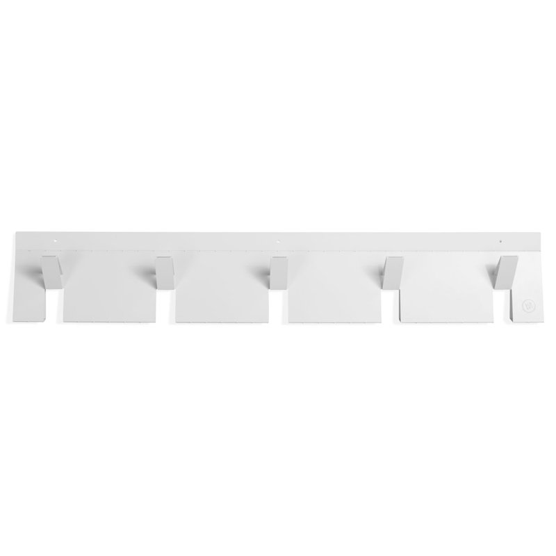 2D:3D Powder Coated Steel Wall 5 - Hook Wall Mounted Coat Rack, White