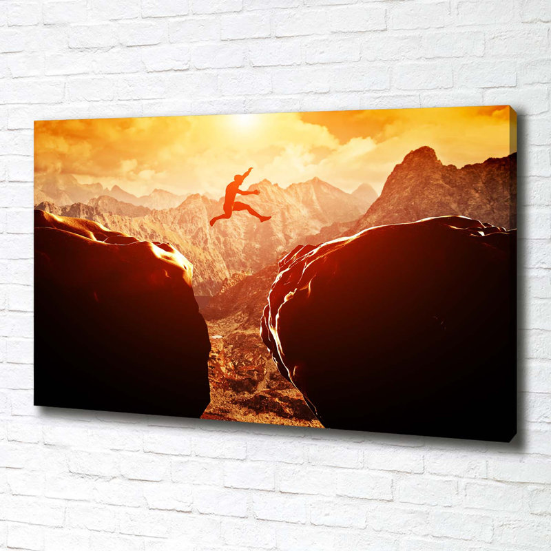 Jump Over The Precipice - No Frame Print on Canvas