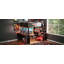 Lit mezzanine double en bois avec bureau, tablettes multiples et lumière RVB, table réglable, rouge-1778205923