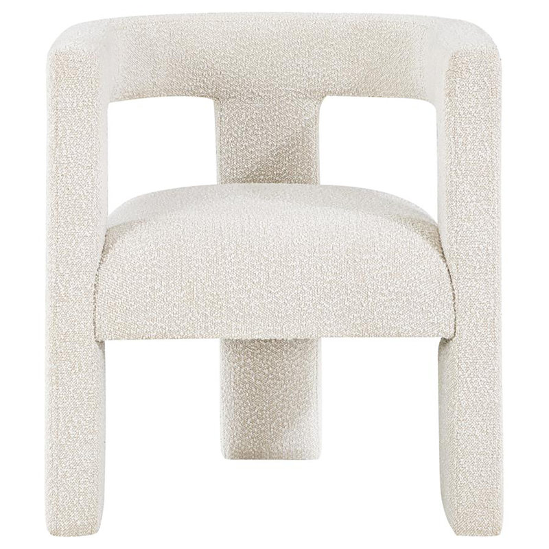 Jeremas Boucle Upholstered Accent Side Chair White, White Polyester