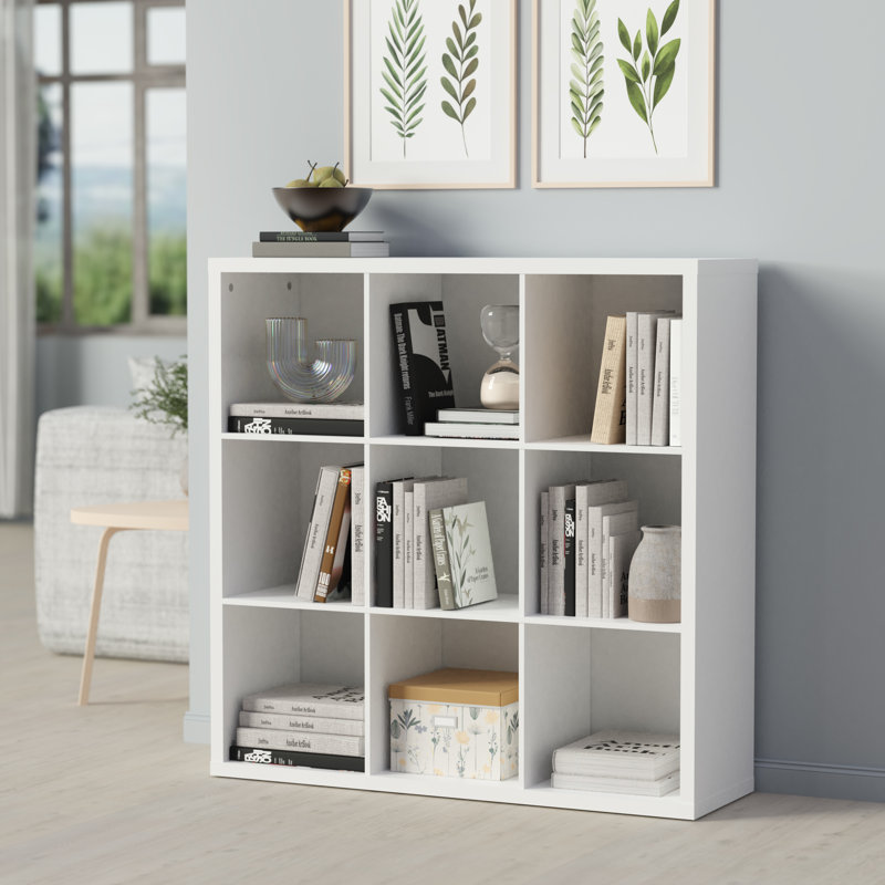 Decorative Storage 9 Cube Bookcase, White