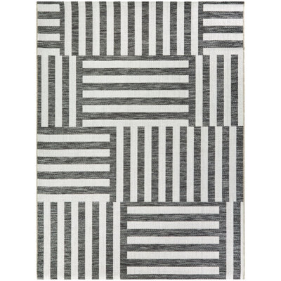 Tapis rayé gris / blanc intérieur / extérieur Pauling