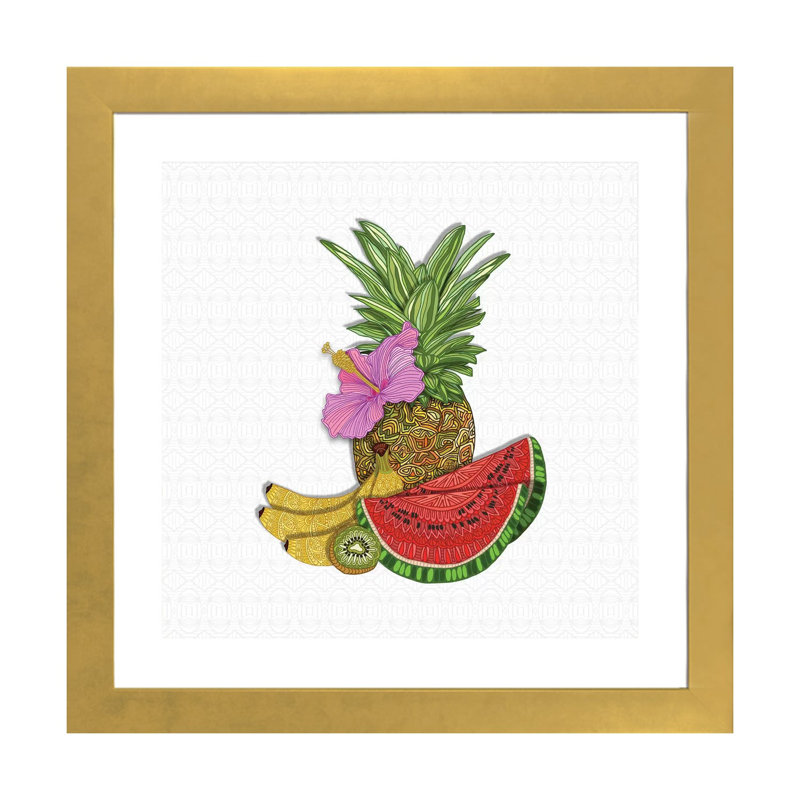 «Fruit Salad» par Angelika Parker, impression, Papier encadré doré, Blanc, H 16 po x l 16 po x p 1 po