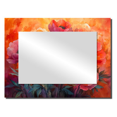 Radiance au coucher du soleil pivoines fleurs II - Art mural miroir floral - imprimé sur métal