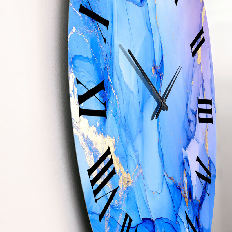 Horloge murale moderne mauve et bleue, Petit