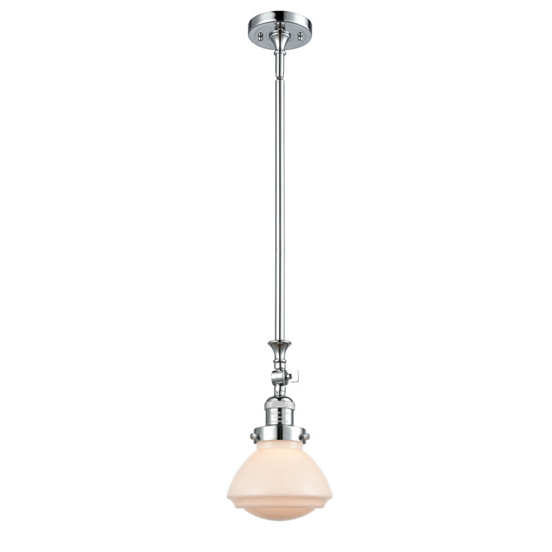 Luminaire suspendu simple à 1 lumière Chesterville, Ampoule non incluse, Blanc mat, Chrome poli
