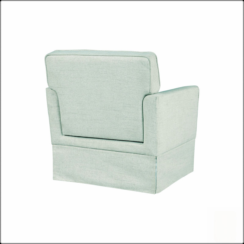 Fauteuil d'appoint intemporel avec housse amovible, avec accoudoirs classiques et base à jupe, idéal pour une assise élégante et confortable.