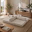 Canapé-lit convertible de 78,9 pouces, canapé-lit pliant en chenille, siège élégant avec deux coussins de dossier et deux coussins décoratifs, canapé de bricolage avec accoudoirs amovibles, idéal comme salon sur pied-391192841