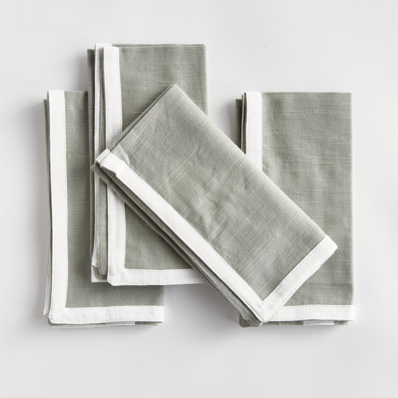 Saffron Dinner Napkins, Green/White