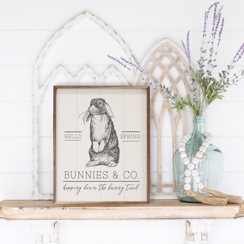 Hello Spring Bunnies And Co White, 20" H x 16" W x 1" D