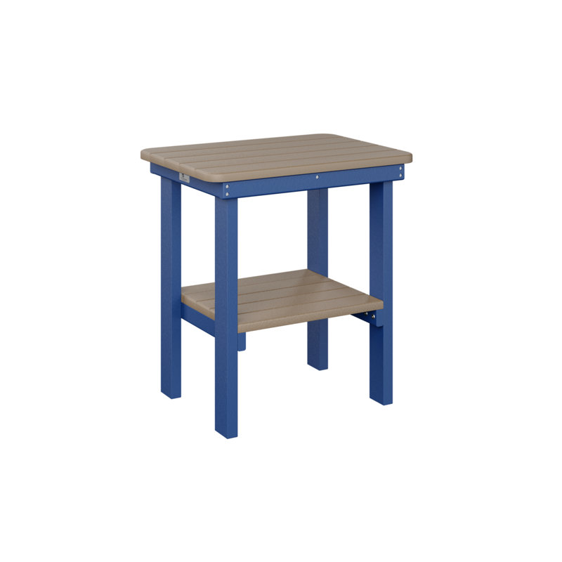 Outdoor Rectangle Side Table, Pacific Blue, Weatherwood