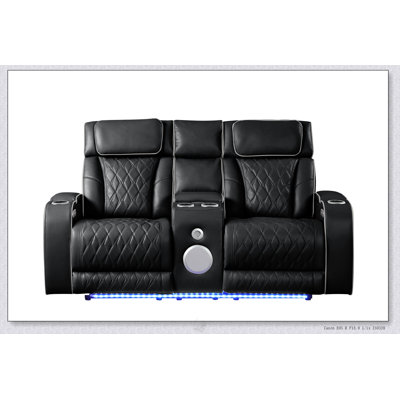 Causeuse inclinable en similicuir Fortuner de style moderne avec inclinaison électrique, éclairage DEL et fonction de massage