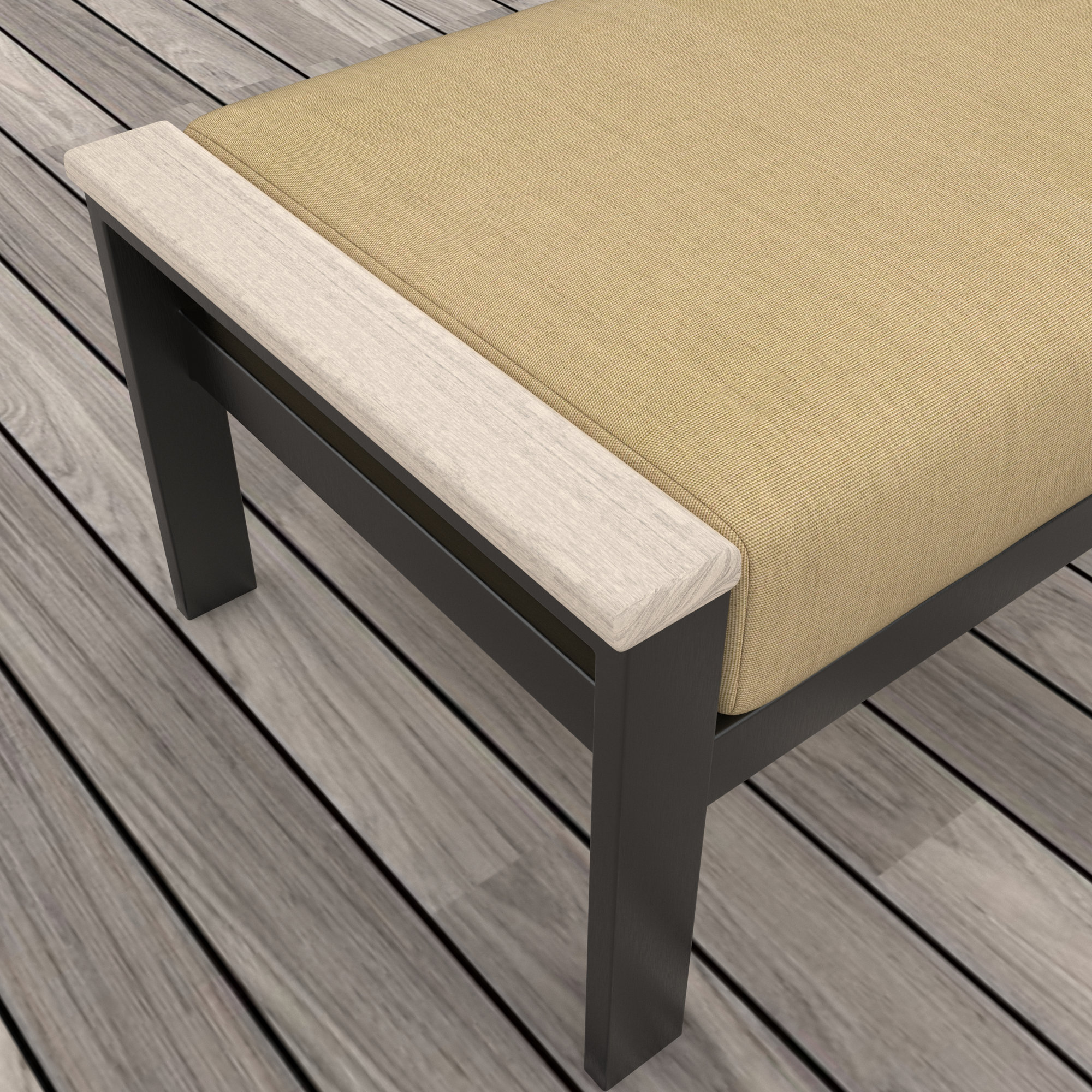 Townsend Outdoor Ottoman with Sunbrella® Cushion, Canvas Heather Beige